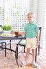 Prim & Proper Polo | Kiawah Kelly Green Stripe with Bellport Butter Yellow Stork