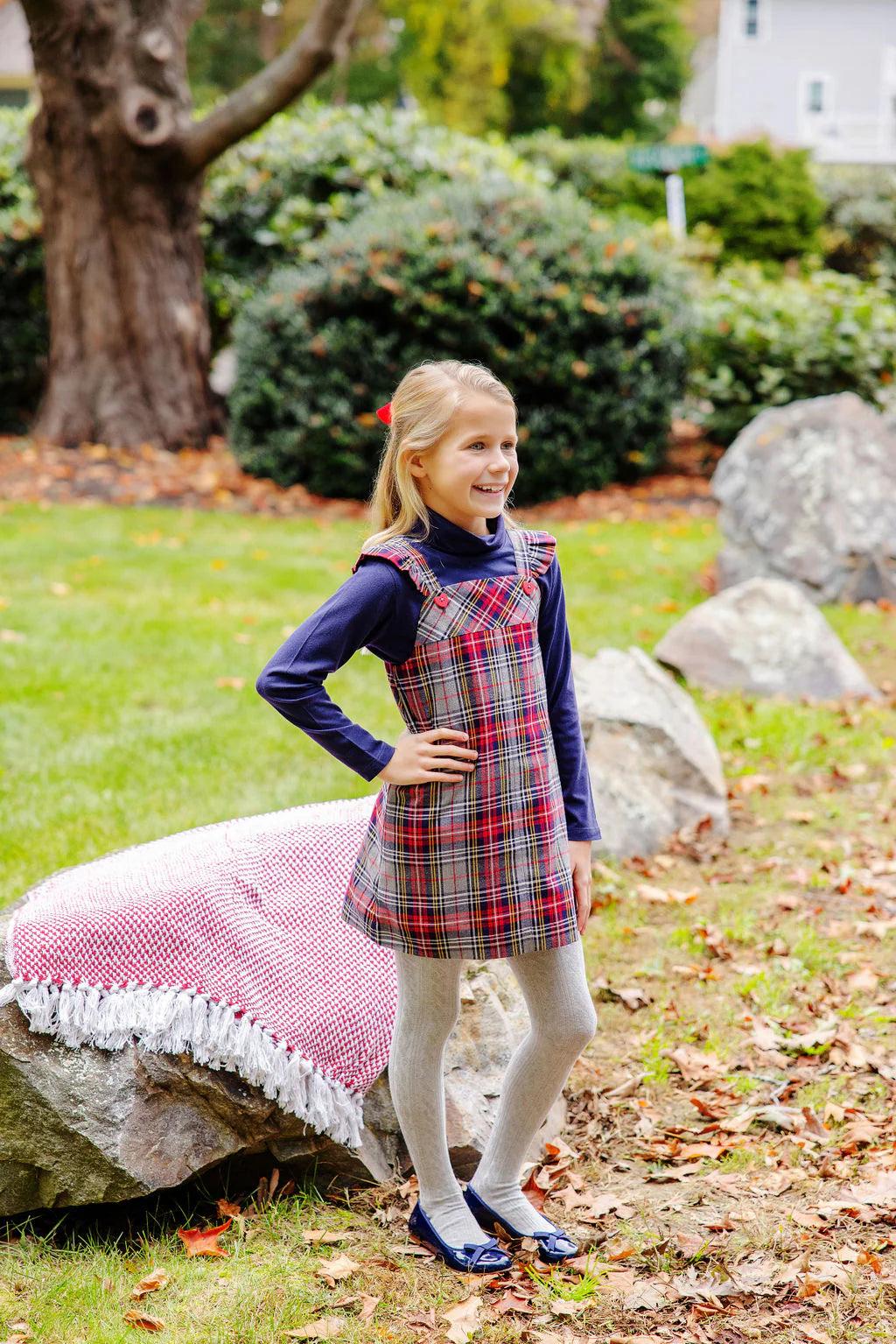 Julia Jumper (Flannel) | Park Lane Plaid with Richmond Red Heart Buttons