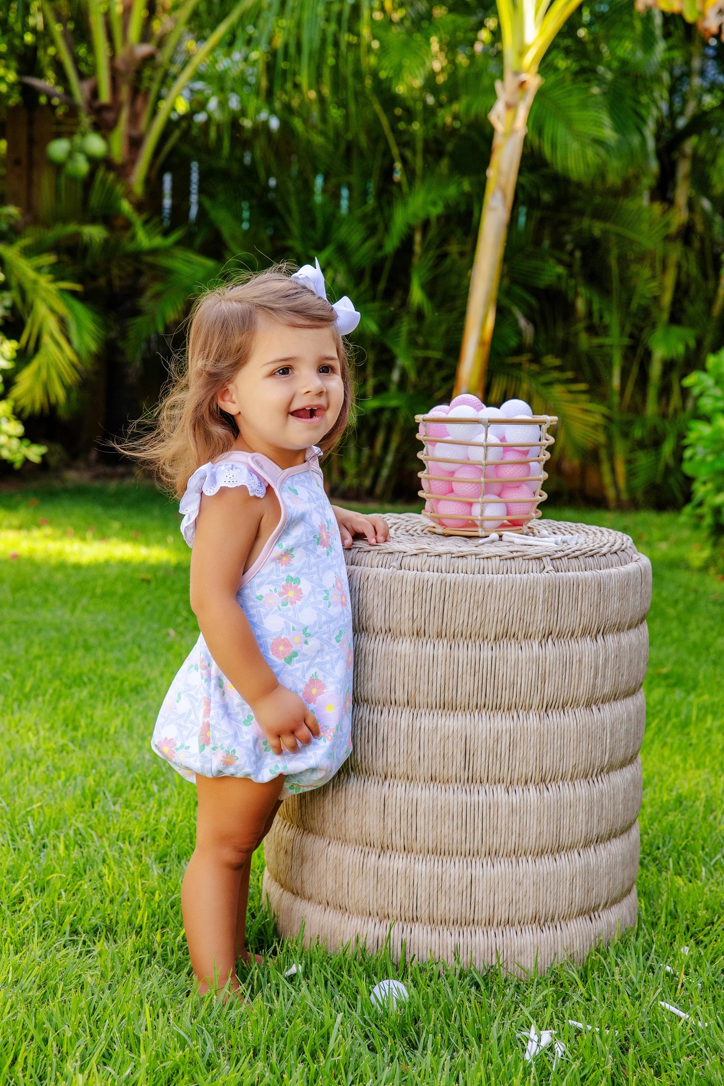 Saylor Sunsuit | Cayman Island Cane with Palm Beach Pin