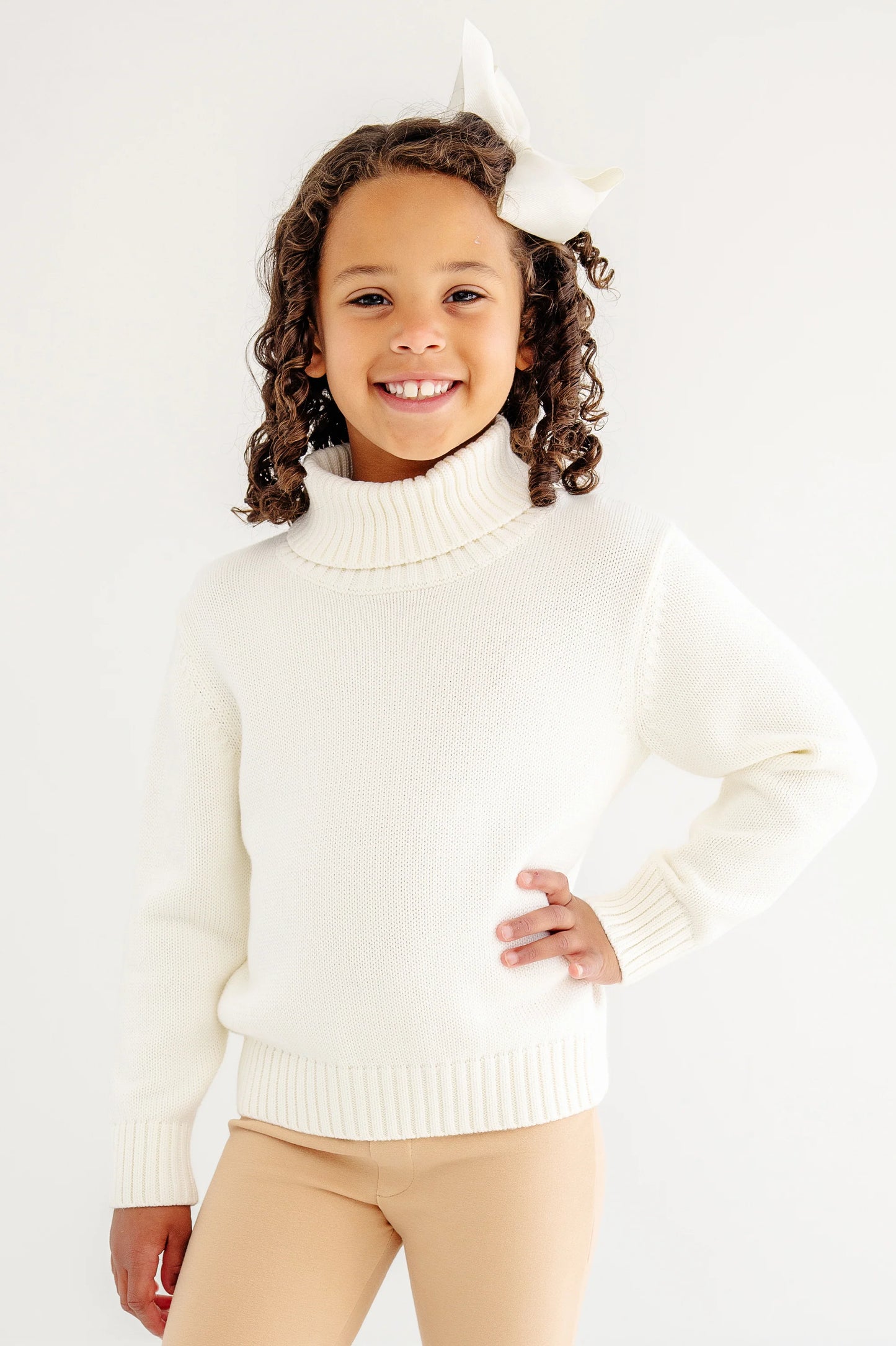 Townsend Turtleneck Sweater | Palmetto Pearl with Coral Gables Gold Metallic Stork