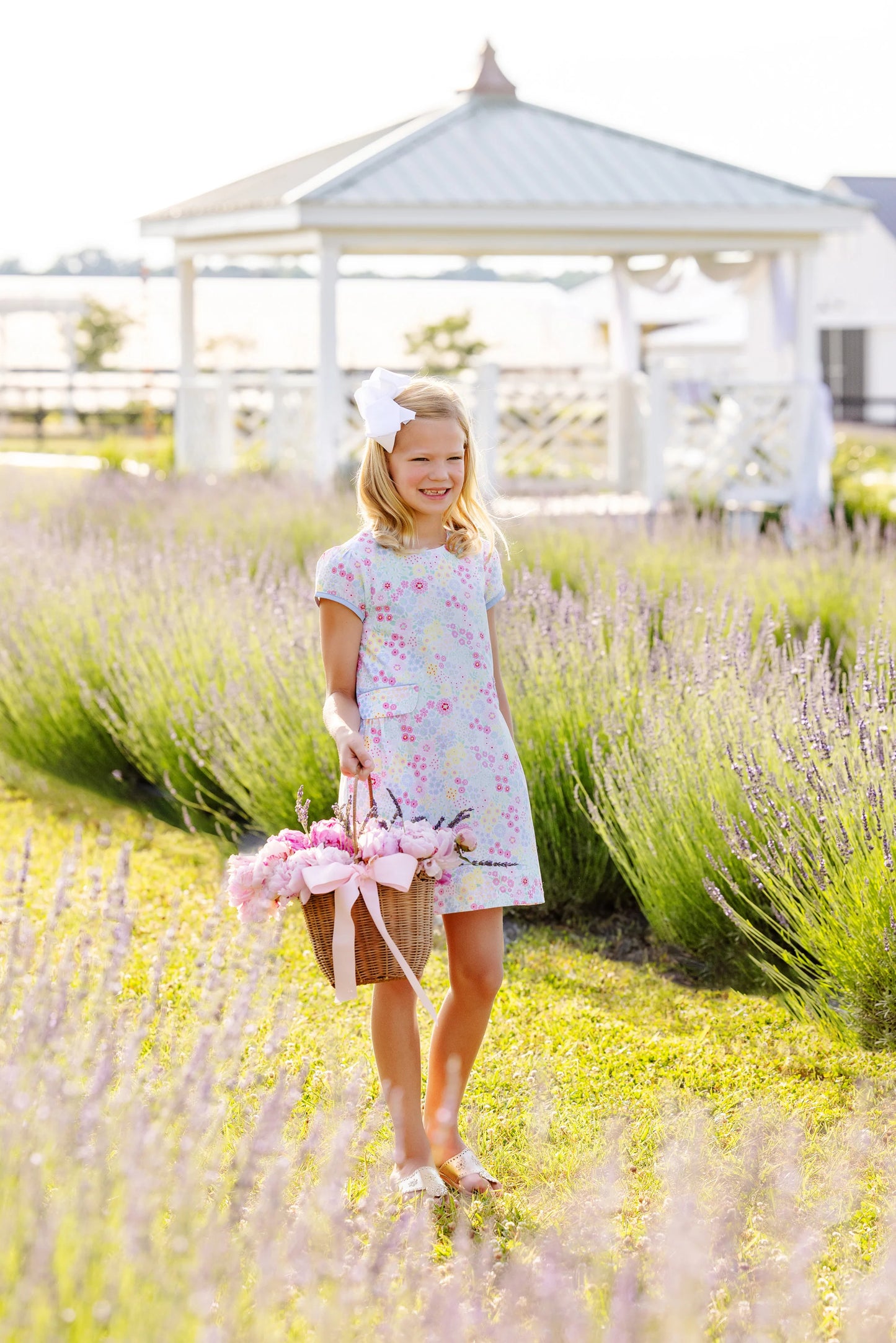 Betts Bow Dress | Merry Little Meadow with Beale Street Blue