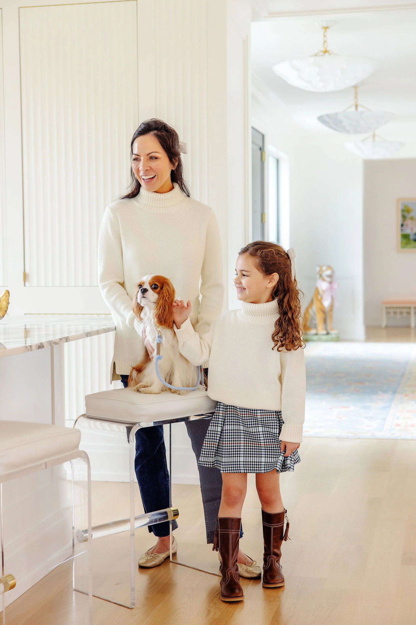 Townsend Turtleneck Sweater | Palmetto Pearl with Coral Gables Gold Metallic Stork