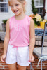 Cheryl Shorts | Worth Avenue White With Hamptons Hot Pink Stitching & Stork