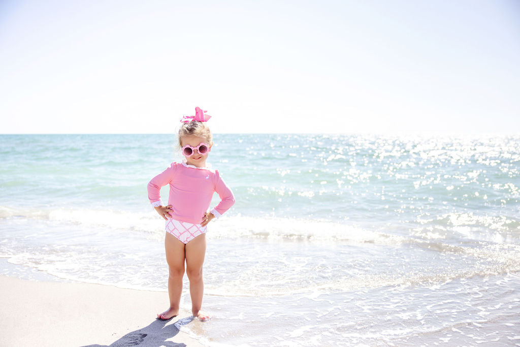 Winnie's Wave Spotter Swim Shirt | Hamptons Hot Pink With Worth Avenue White (UPF 35+)