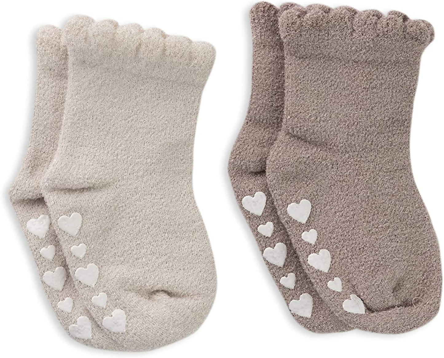 CozyChic Ultra Lite® Infant Ruffled Sock Set - Sand Dune/Faded Rose