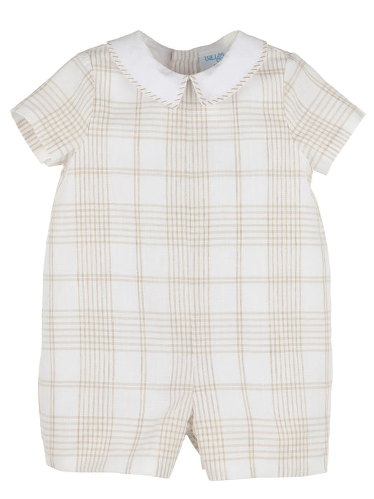 Plaid Boy Romper | Beige