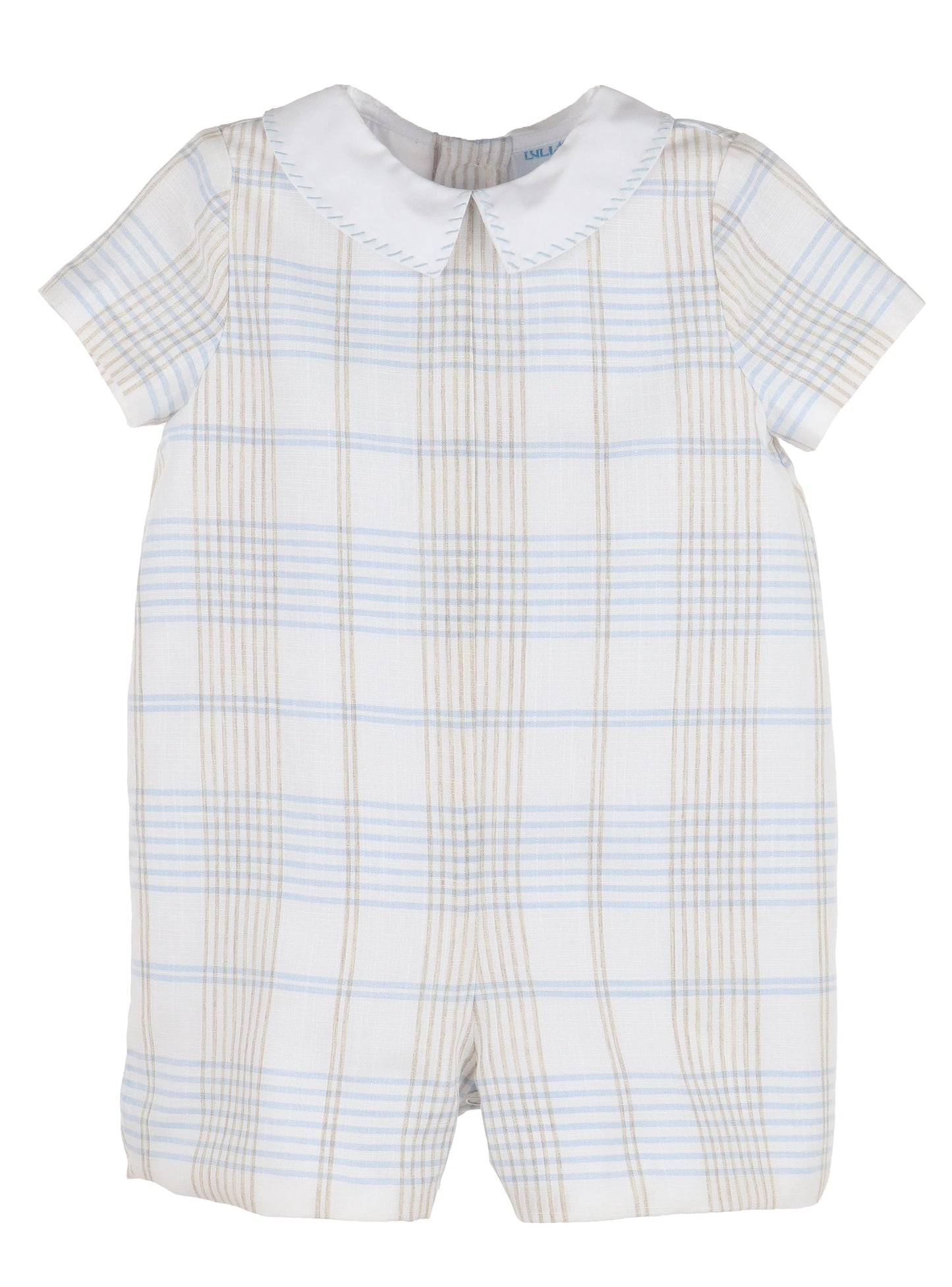 Plaid Boy Romper | Blue/Beige