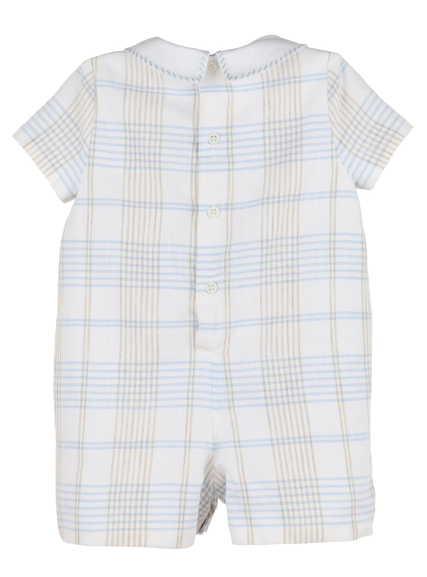 Plaid Boy Romper | Blue/Beige