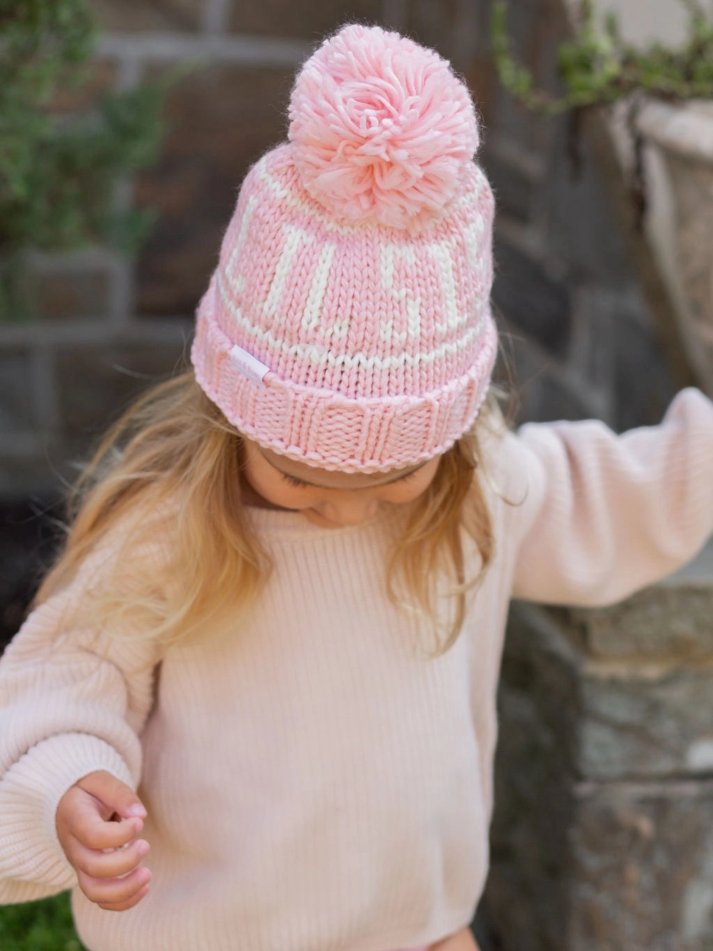 Lil Sis Winter Knit Bobble Hat | Pink