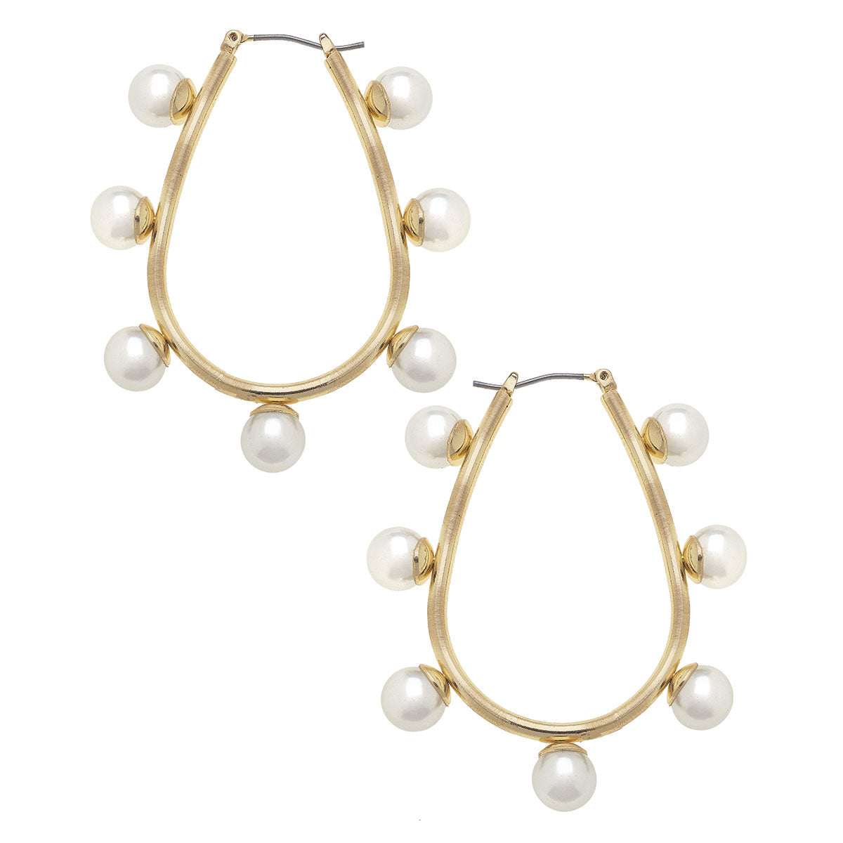 Allison Studded Pearl Teardrop Hoop Earrings