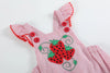 Red Seersucker Strawberry Ruffle Romper