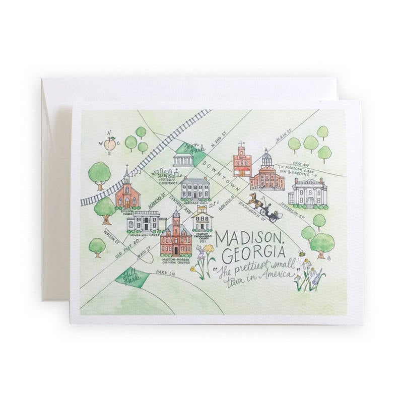 Madison Georgia Map Individual Greeting Card