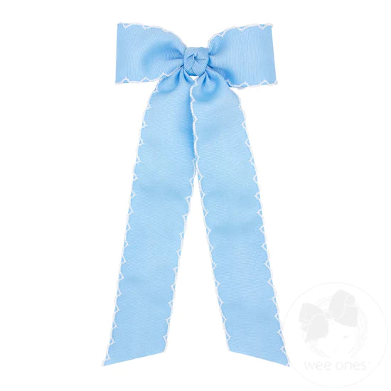 Medium Grosgrain Moonstitch Bowtie with Knot Wrap and Streamer Tails