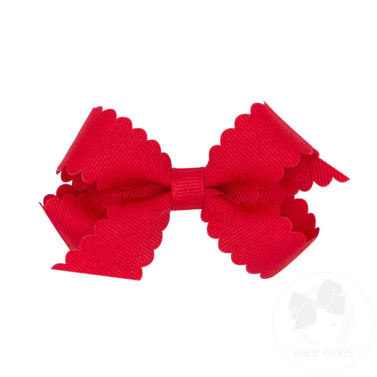 Mini Grosgrain Scalloped Edge Bow | Asst Colors