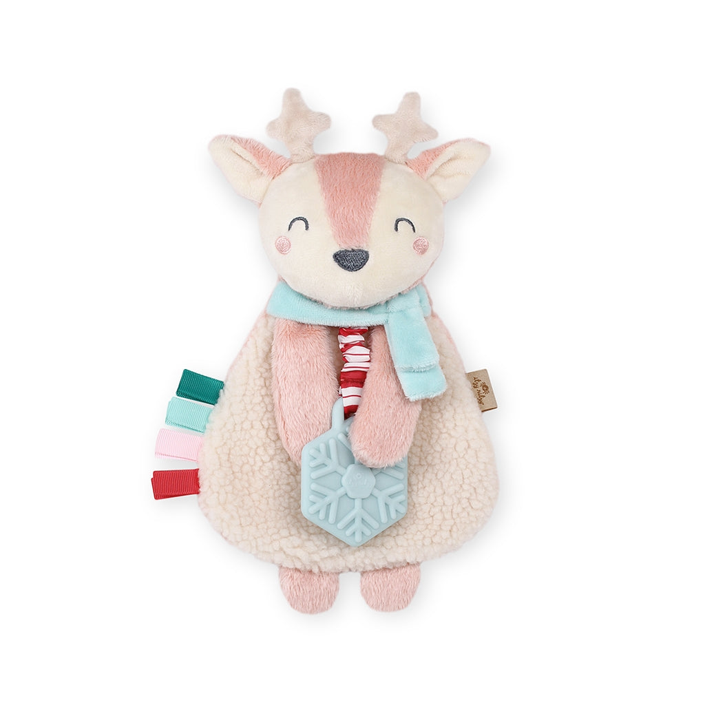 Holiday Itzy Lovey™ Plush + Teether Toy | Pink Reindeer