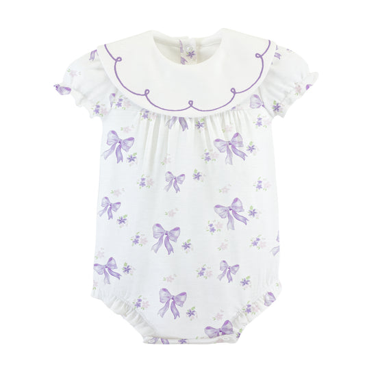 Lavender Bows Bib Bubble w/Embroidery