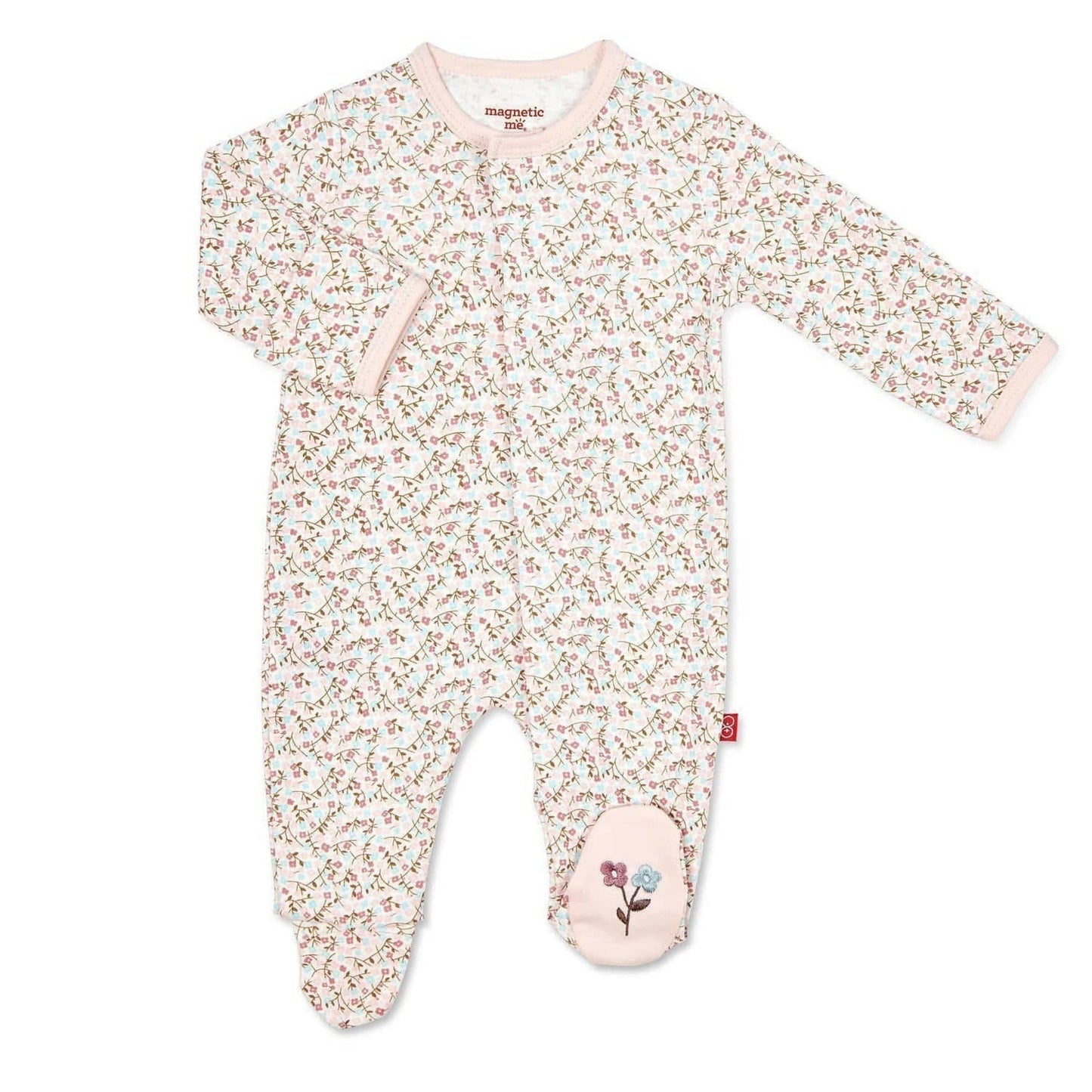 Bedford Floral organic cotton magnetic parent favorite footie