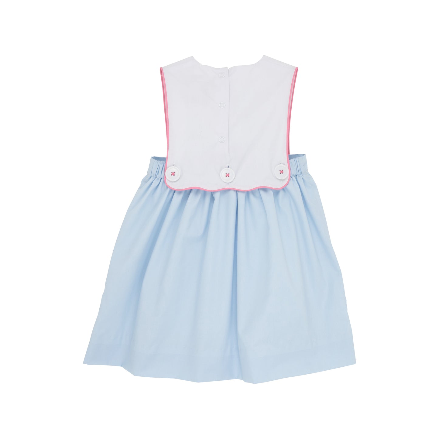 Brady Button In Dress | Worth Avenue White With Buckhead Blue And Wand Embroidery