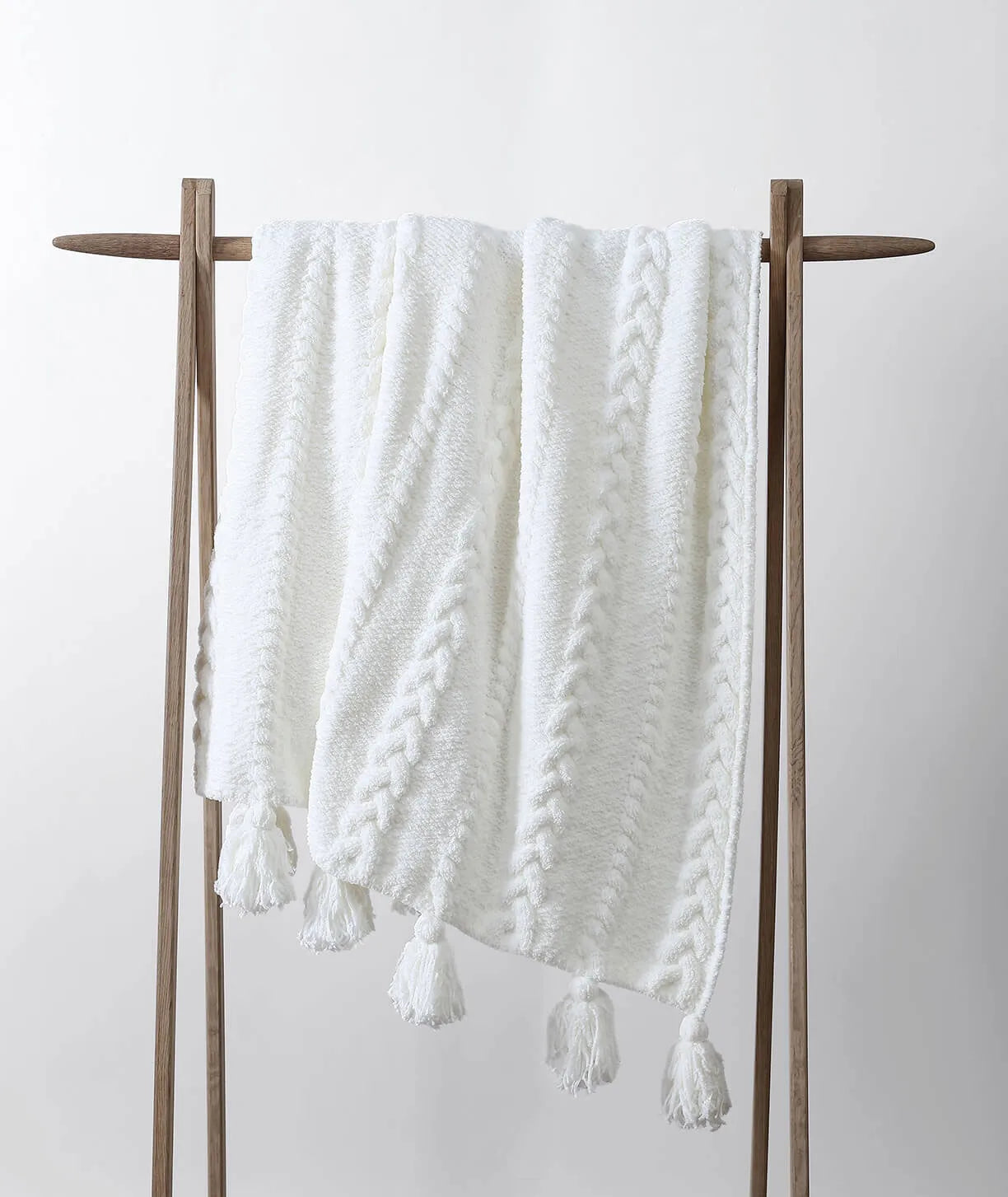 Braided Pom Pom Throw | Off White