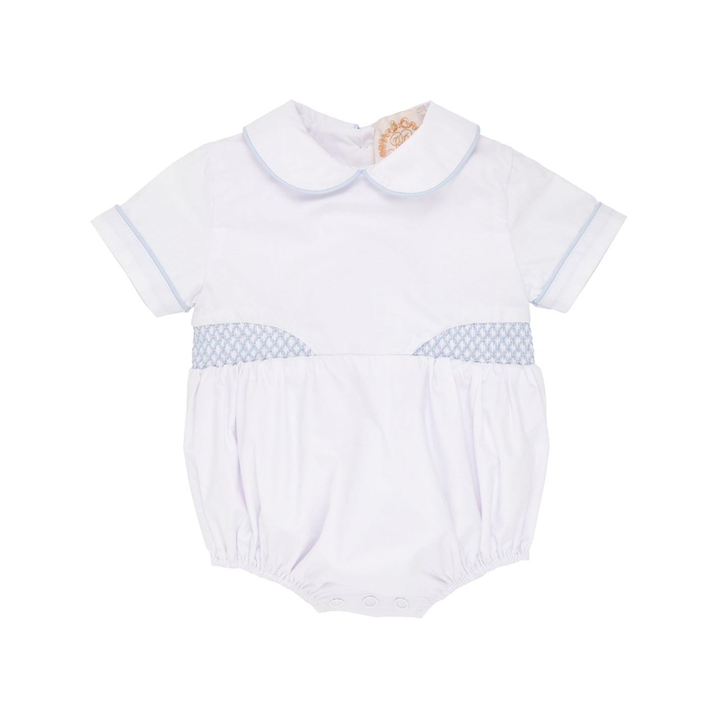 Brently Bubble - Worth Avenue White With Buckhead Blue Smocking