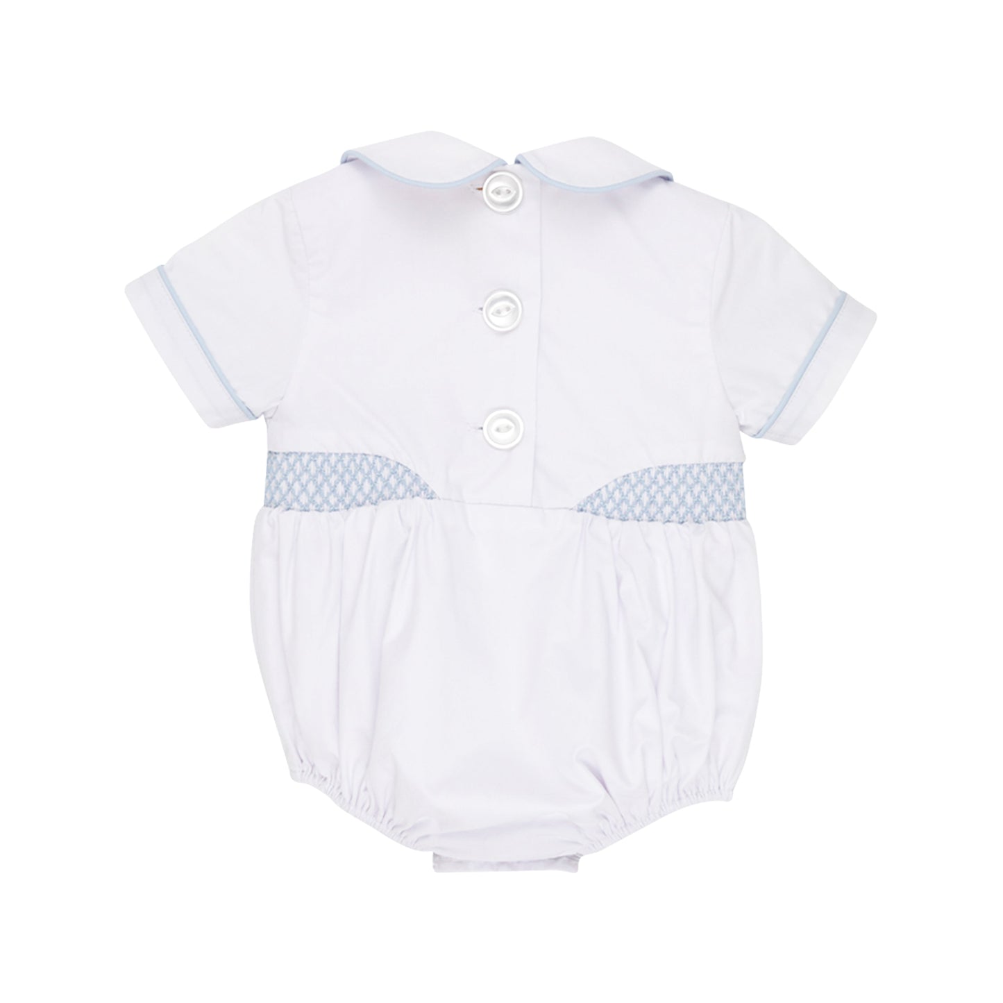 Brently Bubble - Worth Avenue White With Buckhead Blue Smocking