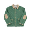 Caldwell Quilted Coat  | Gallatin Green With Brass Buttons & Keeneland Khaki Corduroy Collar