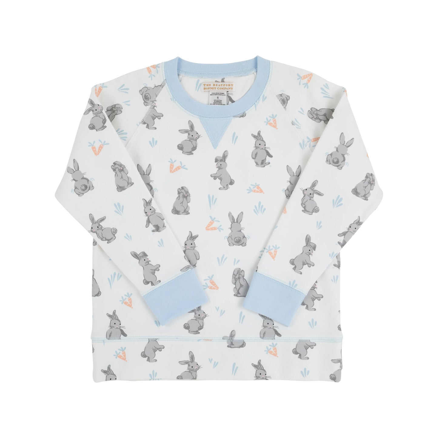 Cassidy Comfy Crewneck | Broad St. Bunnies (Blue) with Buckhead Blue