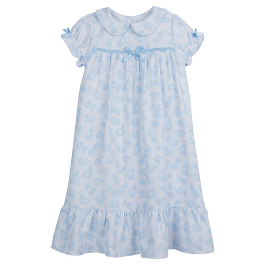 Classic Short Sleeve Nightgown | Blue Bunnies