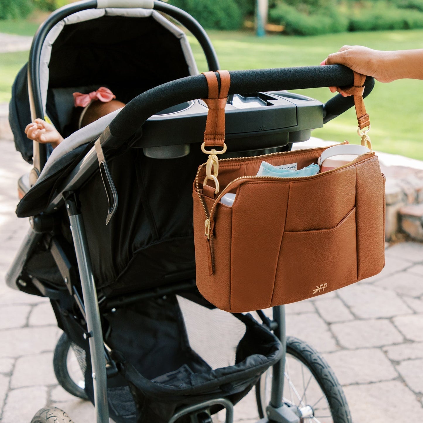 Freshly Picked Classic Stroller Caddy - Cognac