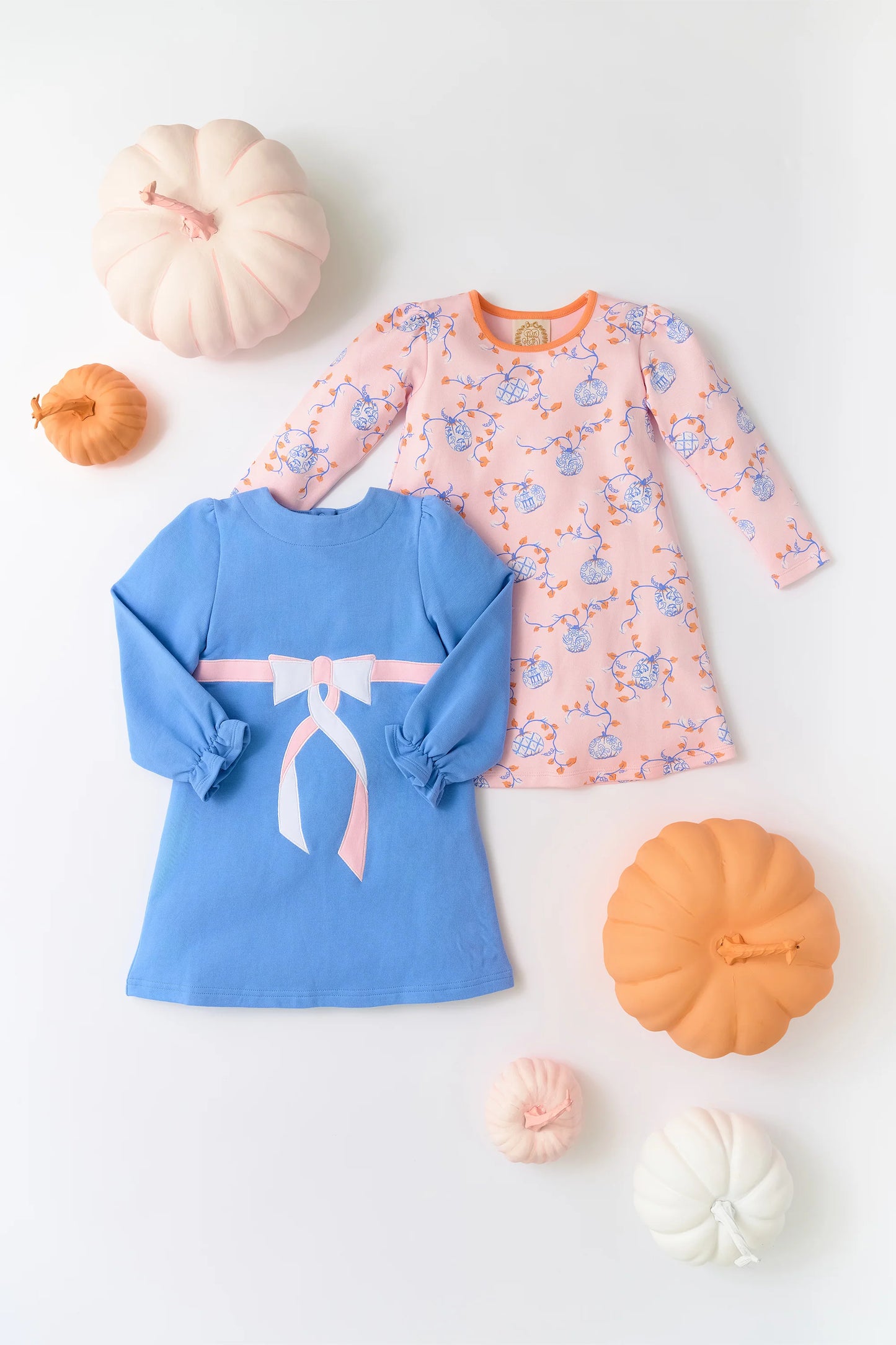 Eliza's Applique Dress | Barbados Blue with Palm Beach Pink & Worth Avenue White Bow