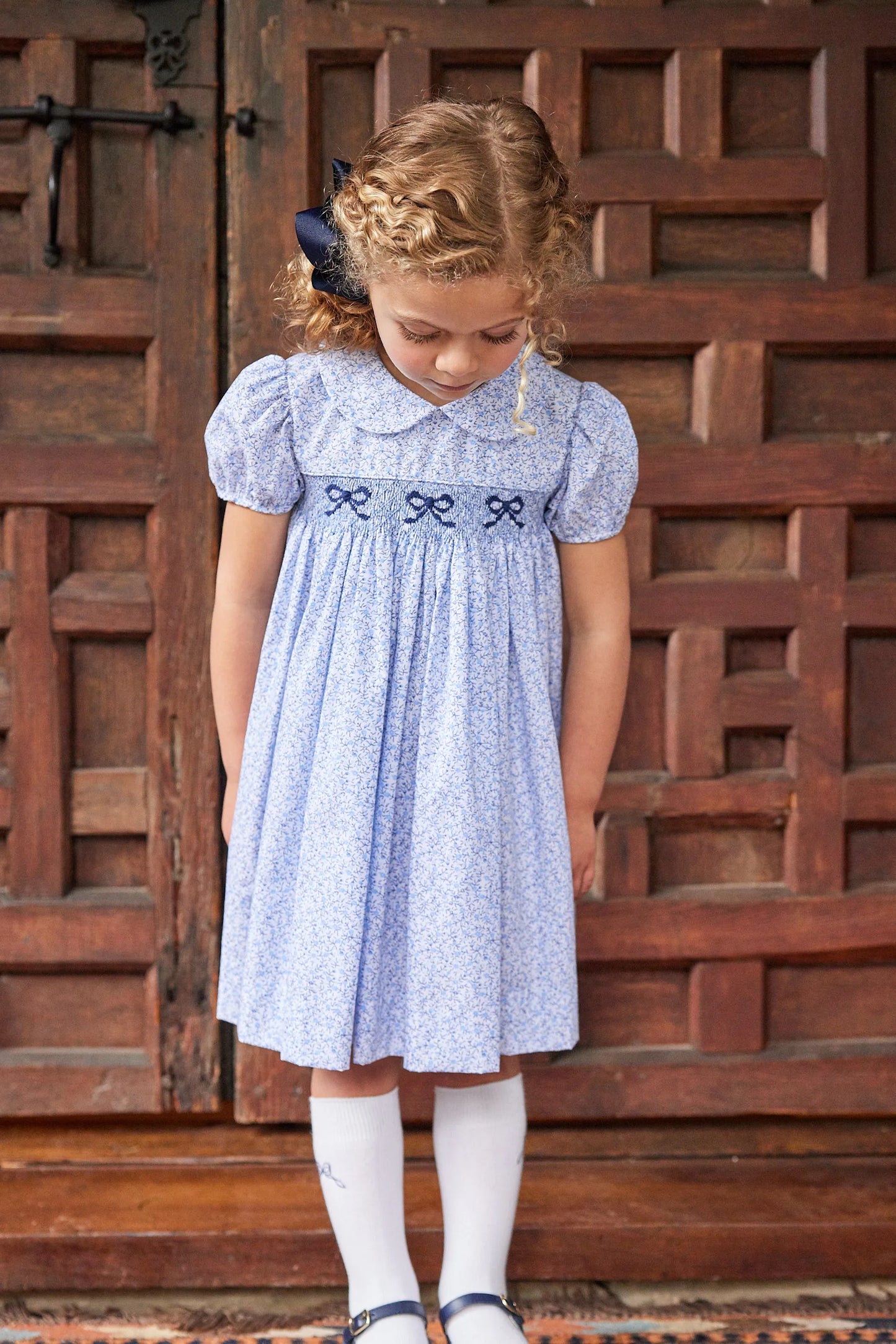 Smocked Peter Pan Dress | Blue Vinings