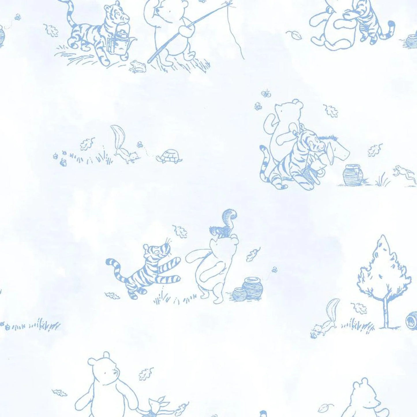 Winnie the Pooh in the Woods Baby Blanket | Blue