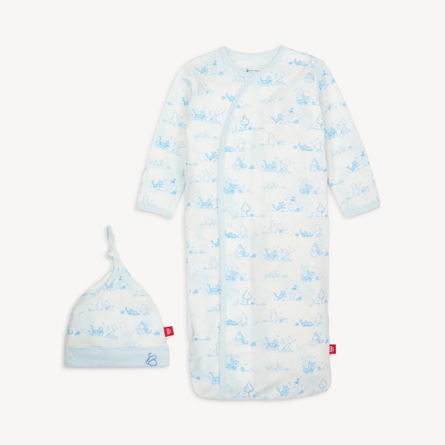 Winnie the Pooh in the Woods Modal Magnetic Cozy Sleeper Gown + Hat Set | Blue