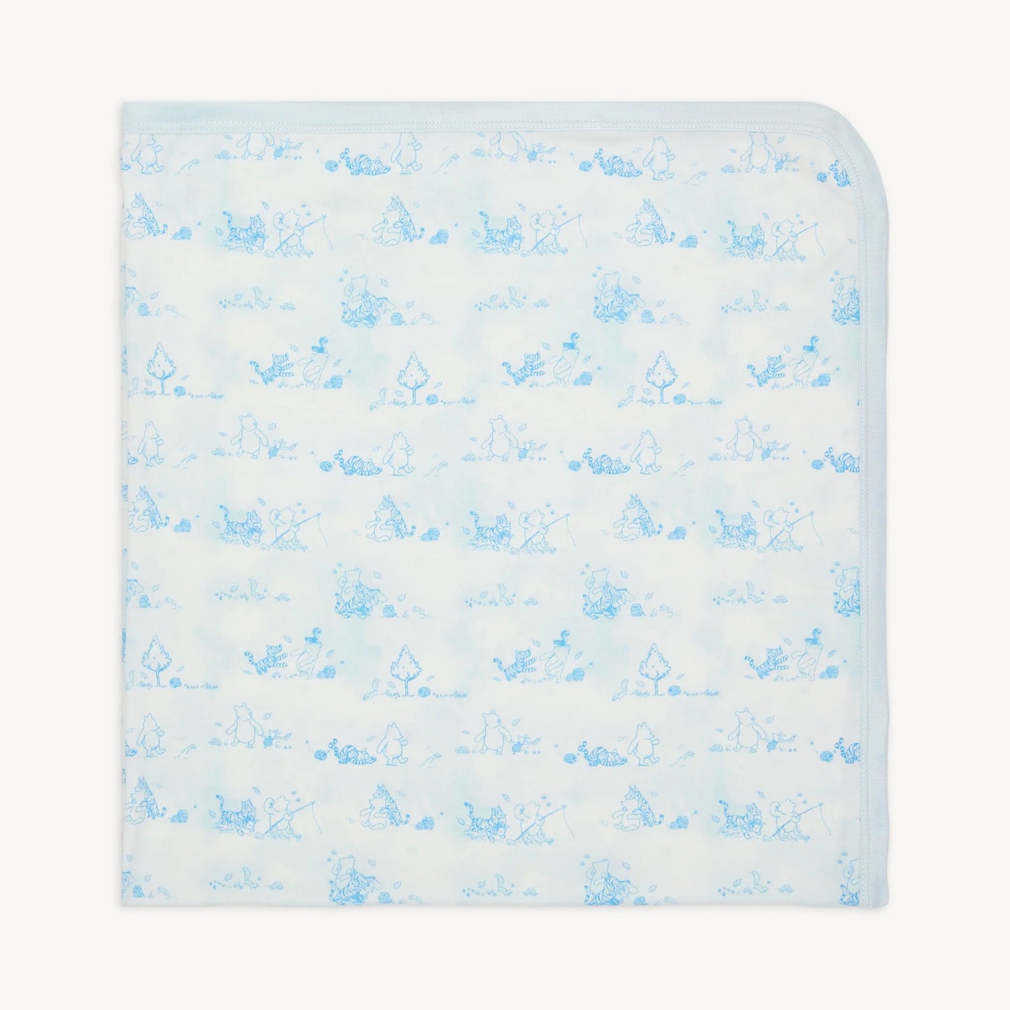 Winnie the Pooh in the Woods Baby Blanket | Blue