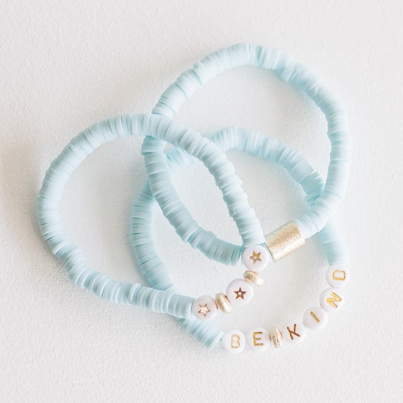 Emma S/3 disk bracelets -6.5 inches | Light Aqua