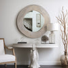 Textured Round Wood Whitewashed Mirror | 36"