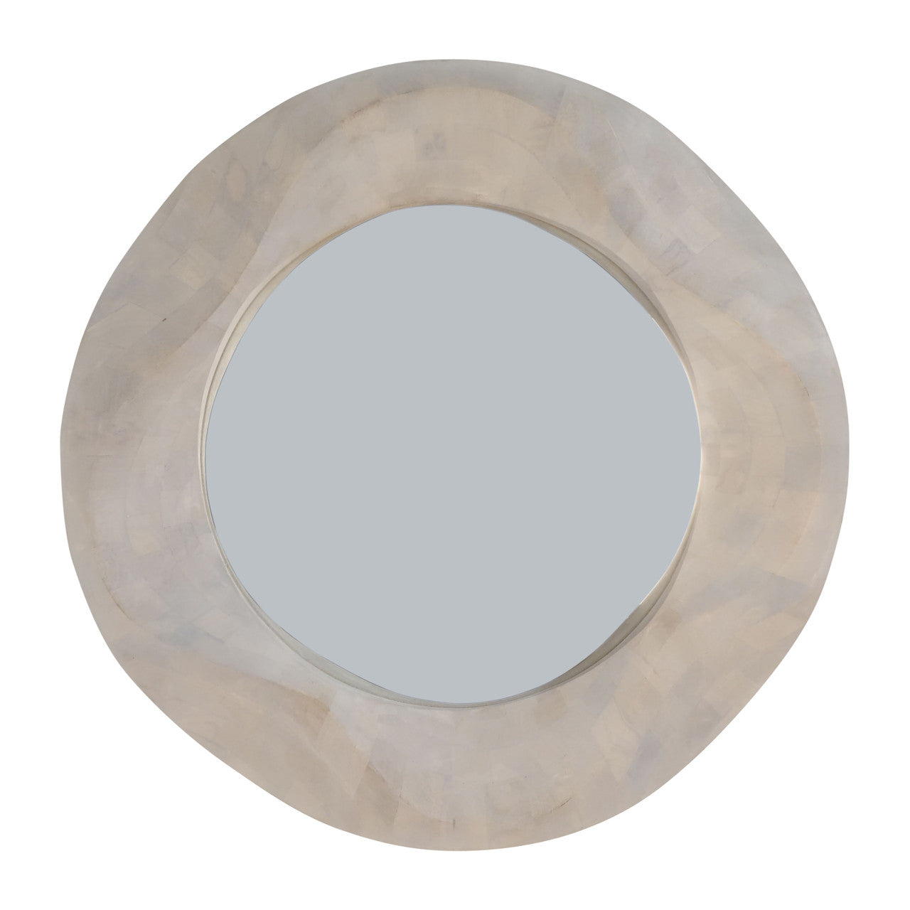 Textured Round Wood Whitewashed Mirror | 36"