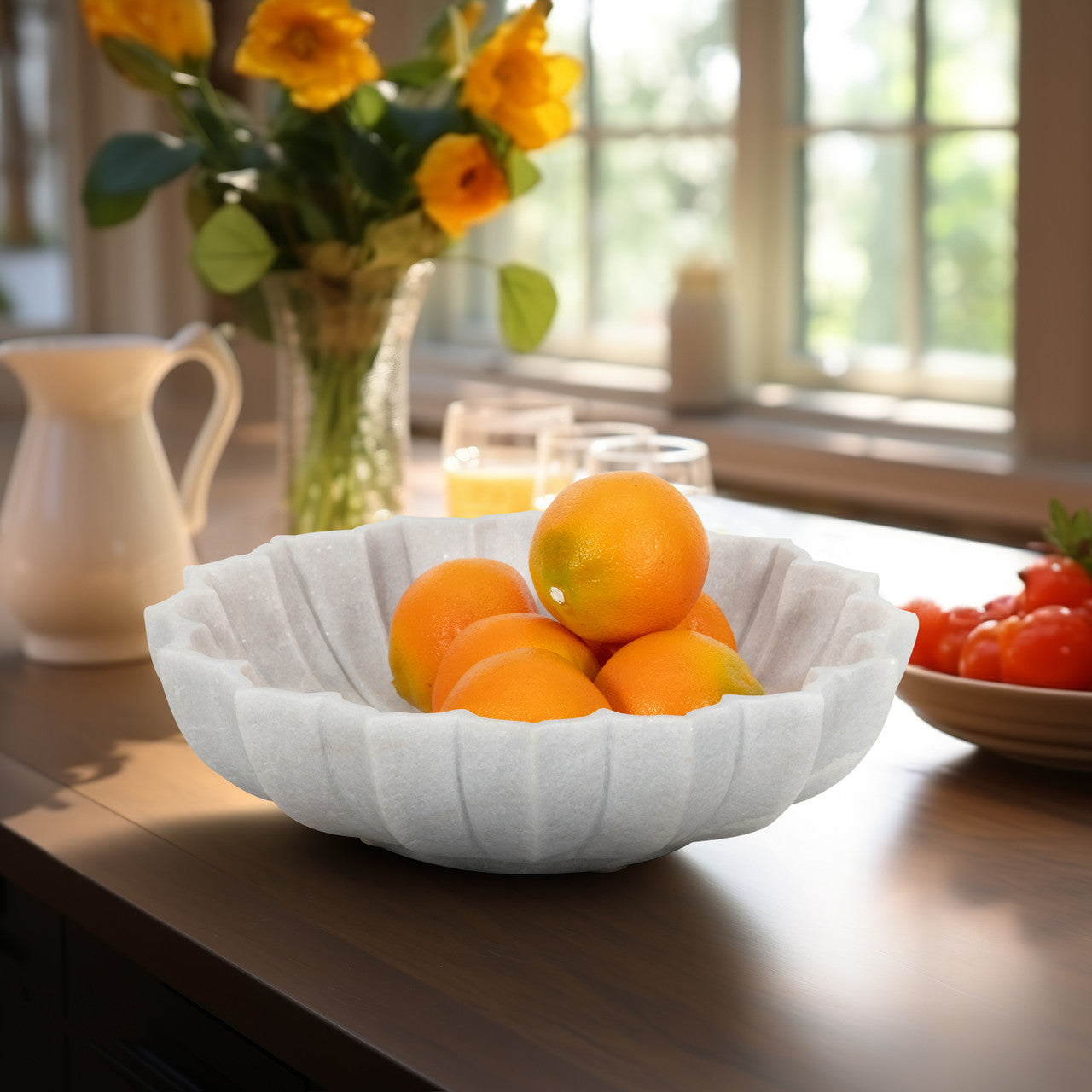 14" Bauer White Marble Bowl/Tray