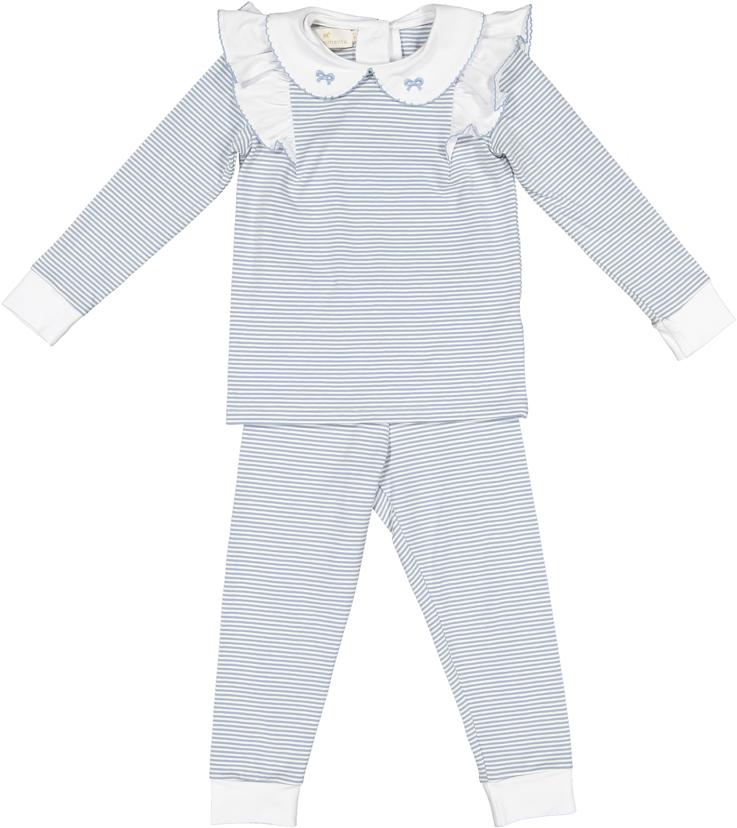 Elfes Striped Ruffle Pajama Set | Blue