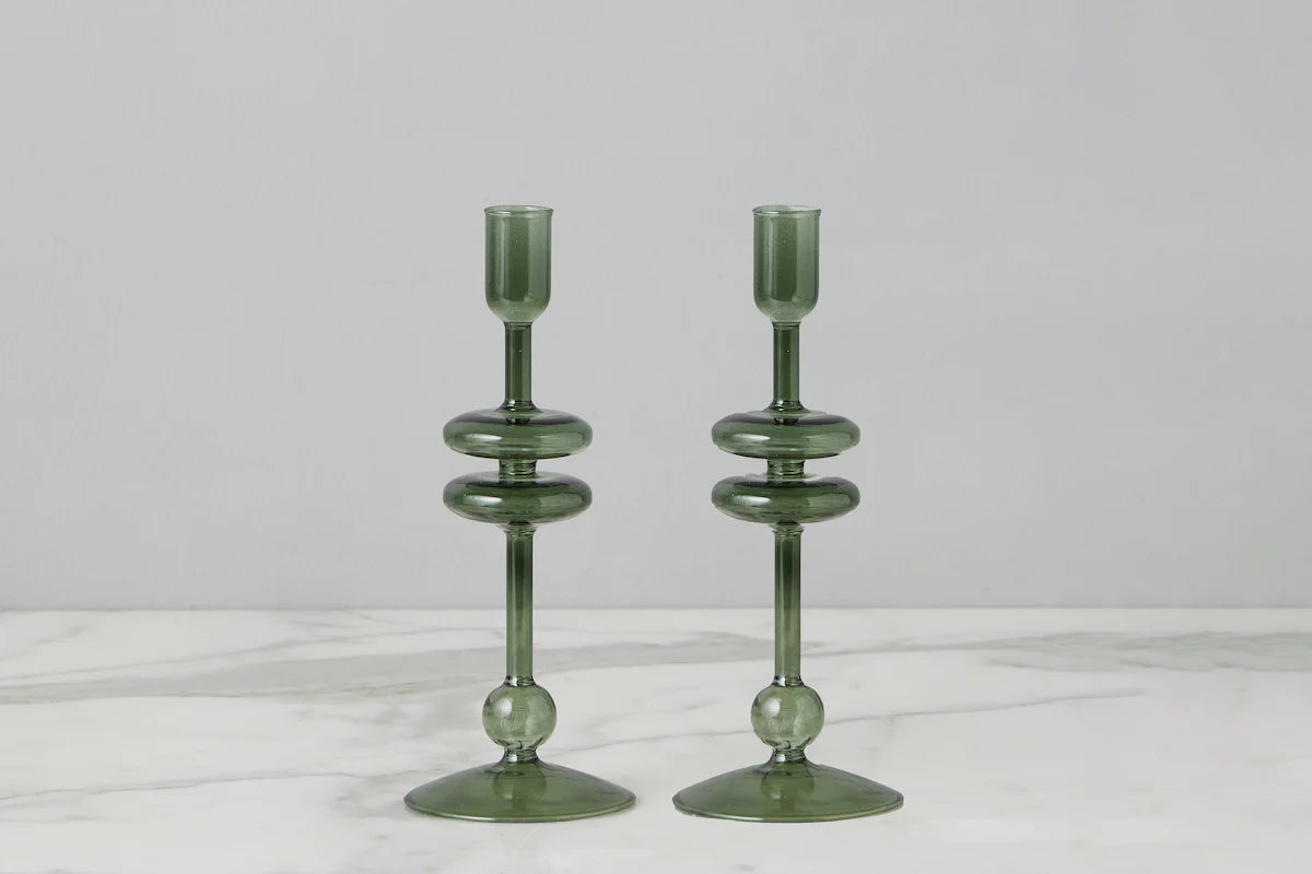 Emerald Glass Candlestick | Small