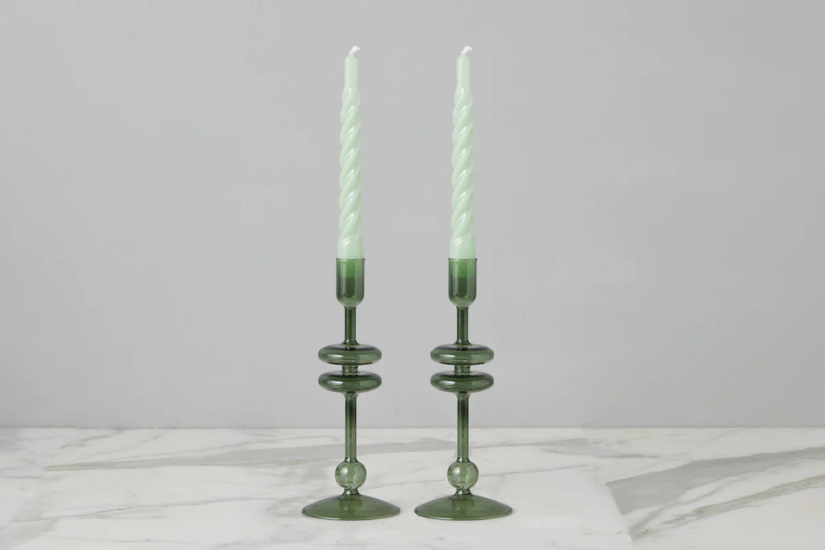 Emerald Glass Candlestick | Small