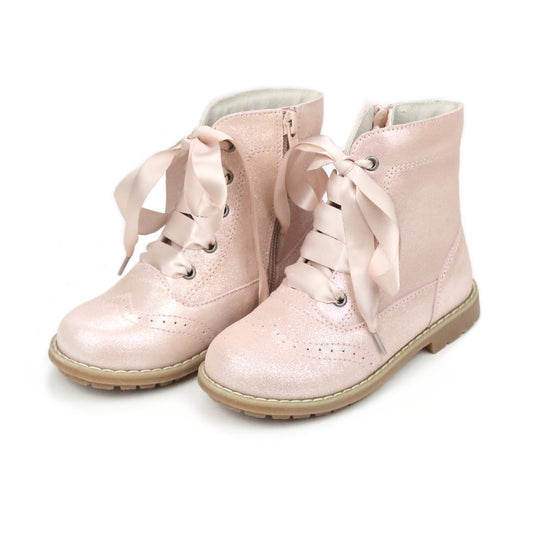 Stellina Lace Up Boot | Pink Shimmer