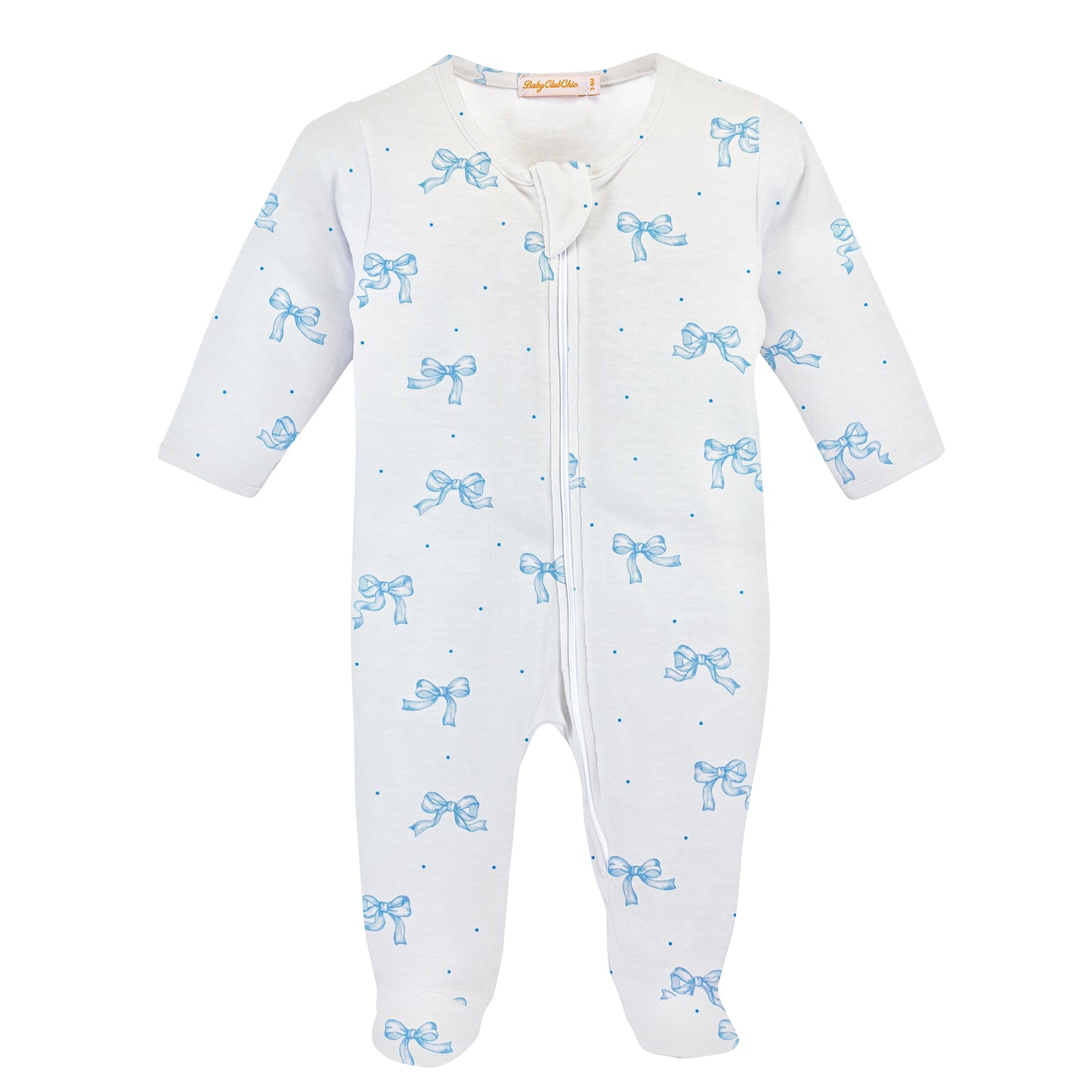 Pretty Bows Zipped Footie | Blue