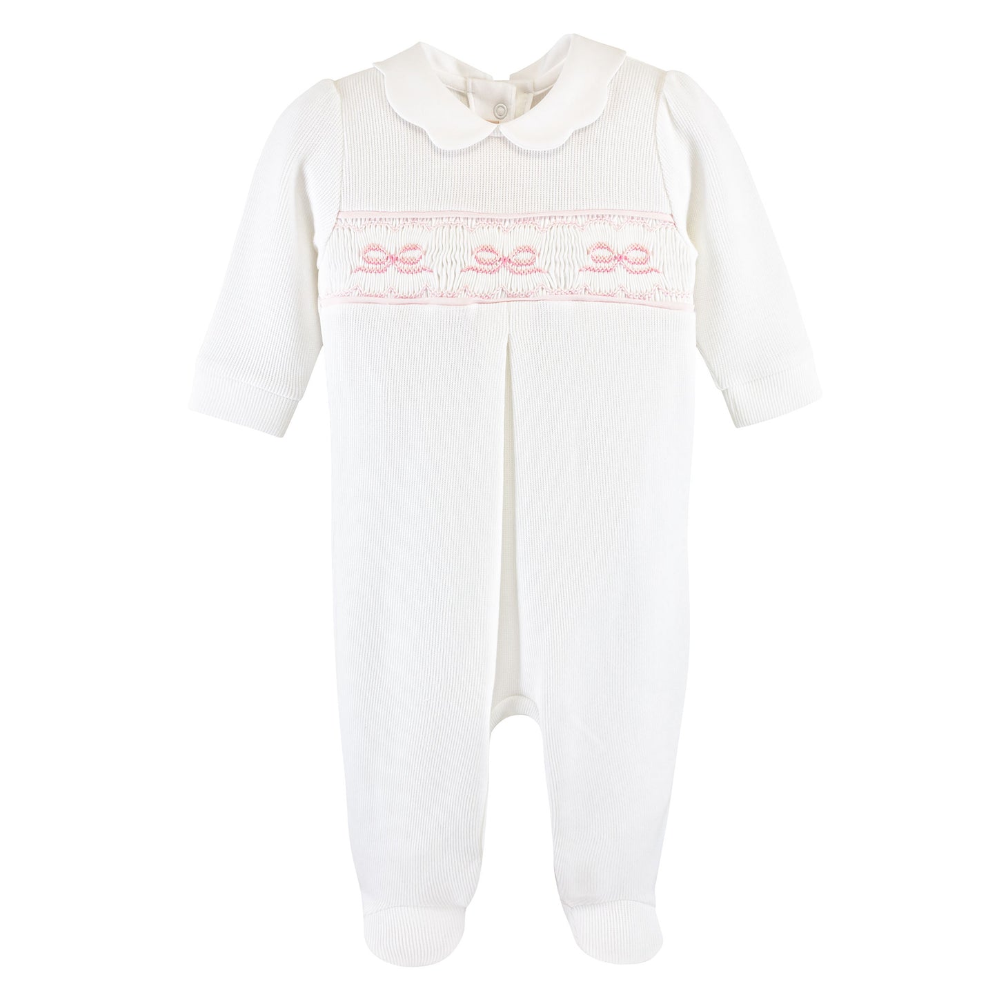 English Bow Knot Smocked Collared Footie