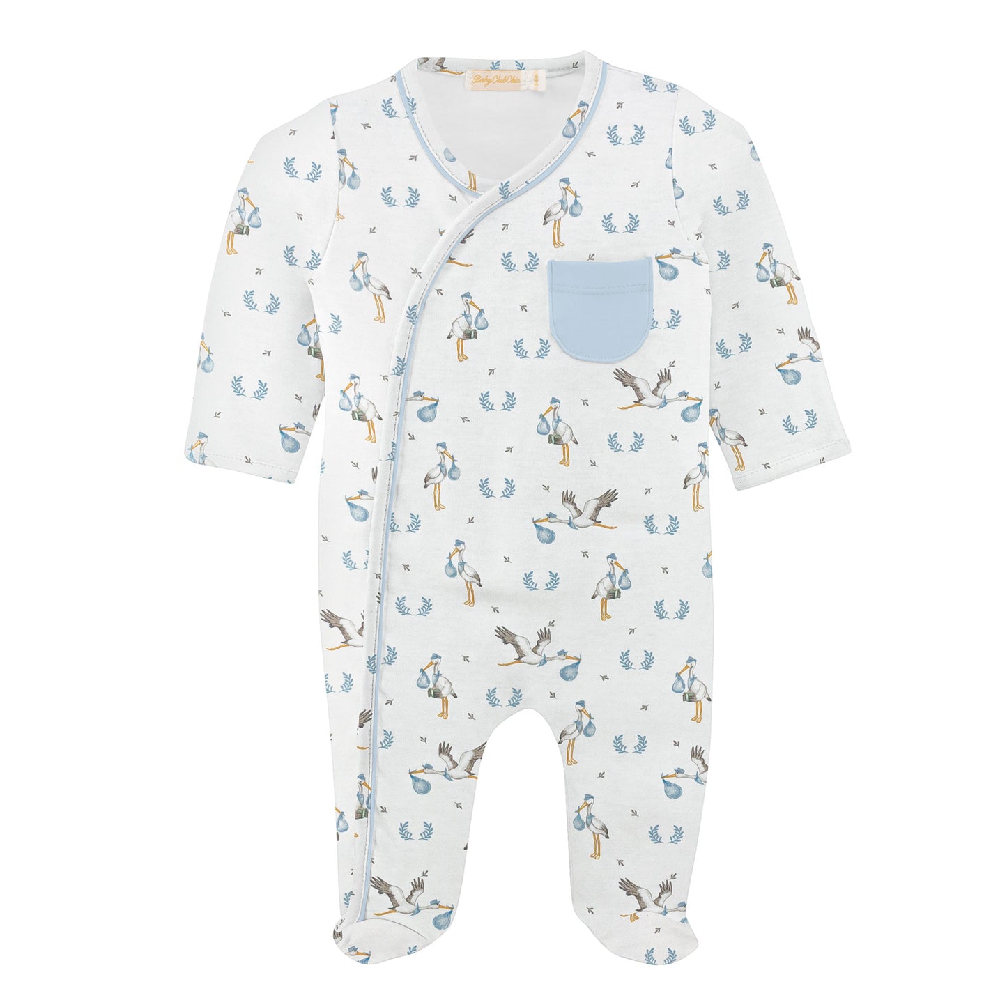 Welcome Baby Crossed Footie | Blue