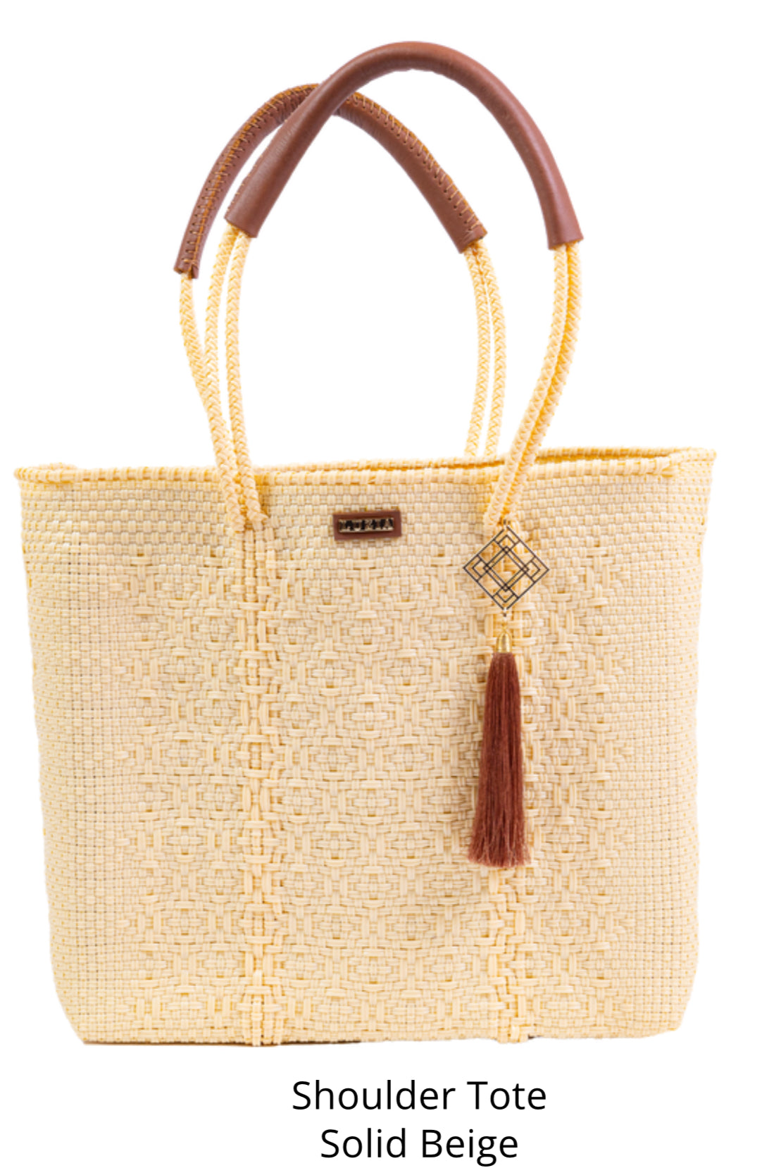 Shoulder Tote | Solid Multi-Diamond Beige