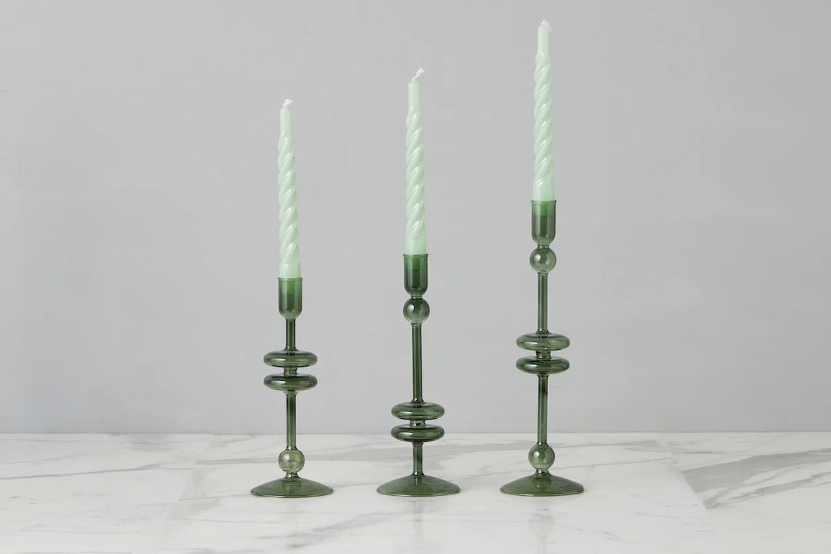 Emerald Glass Candlestick | Small