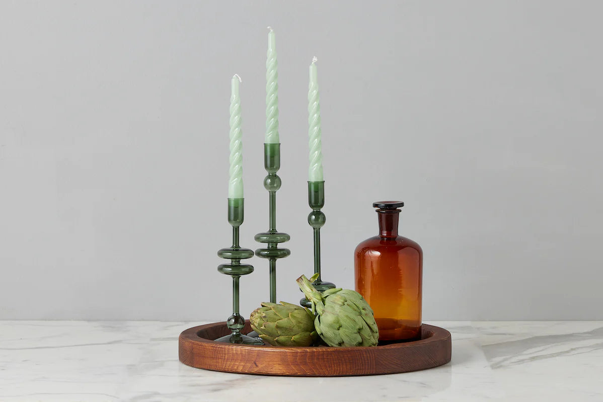 Emerald Glass Candlestick | Medium