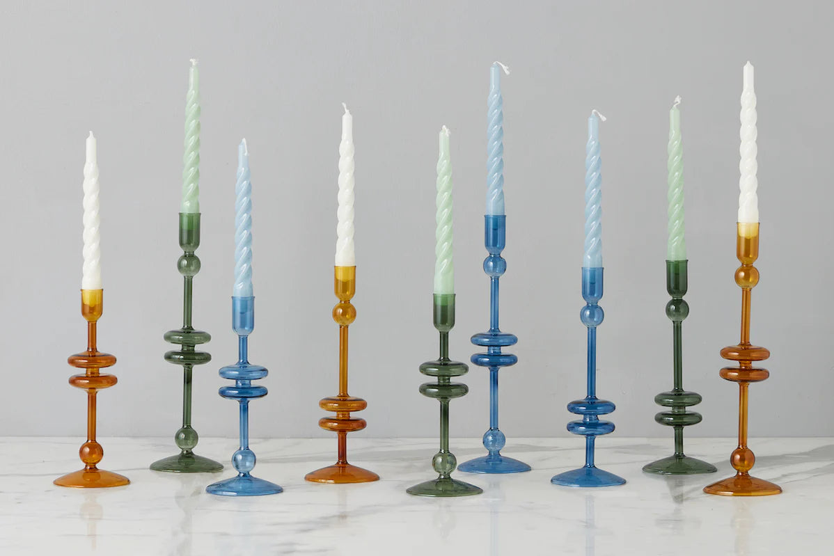 Emerald Glass Candlestick | Medium