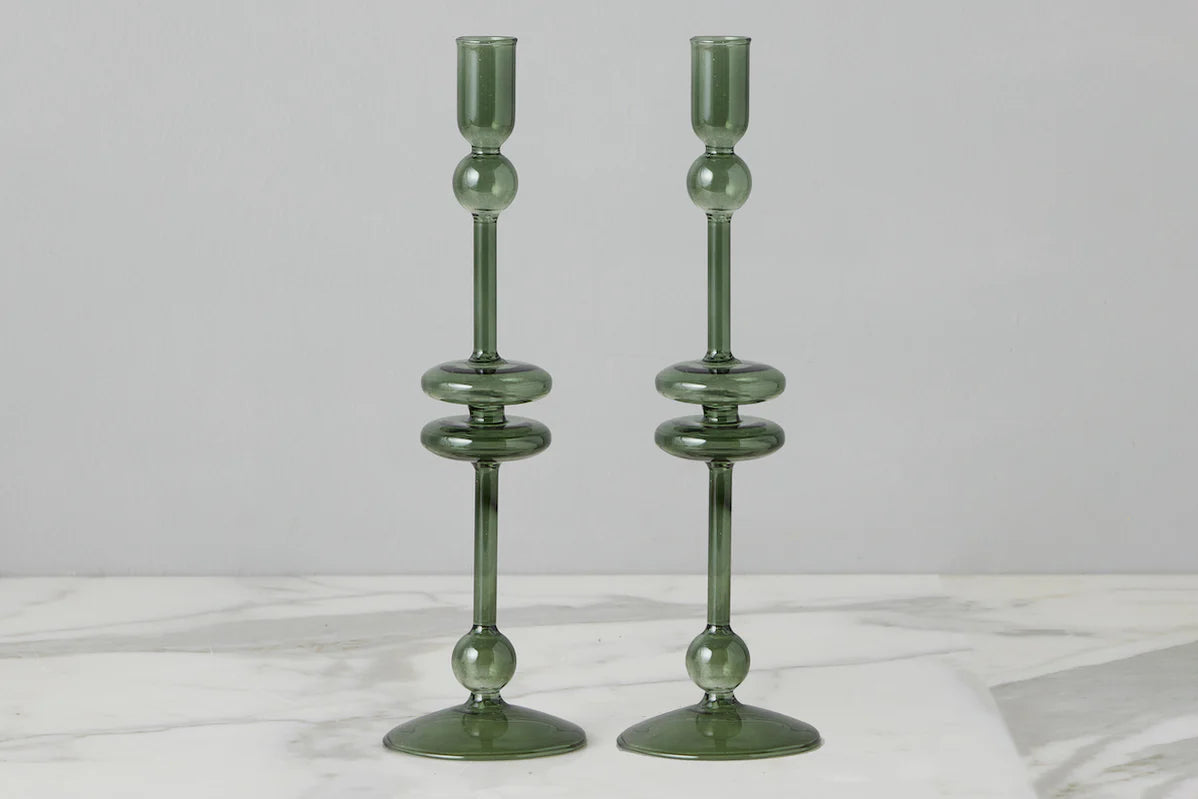 Emerald Glass Candlestick | Large